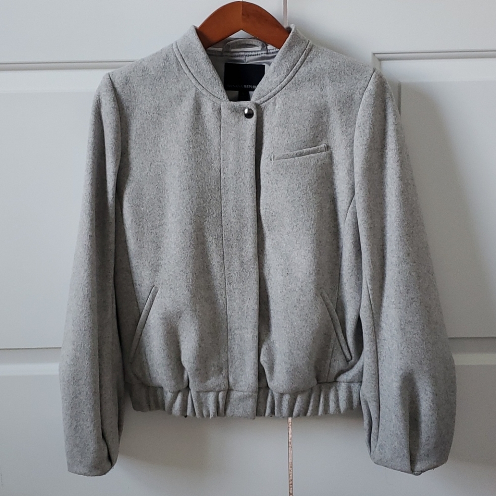 Banana Republic Italian Wool Grey Bomber Jacket
